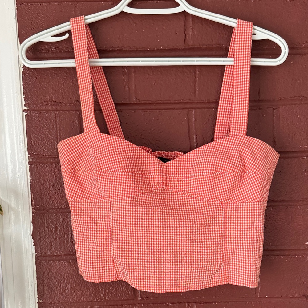 Zara Red Gingham Crop Top